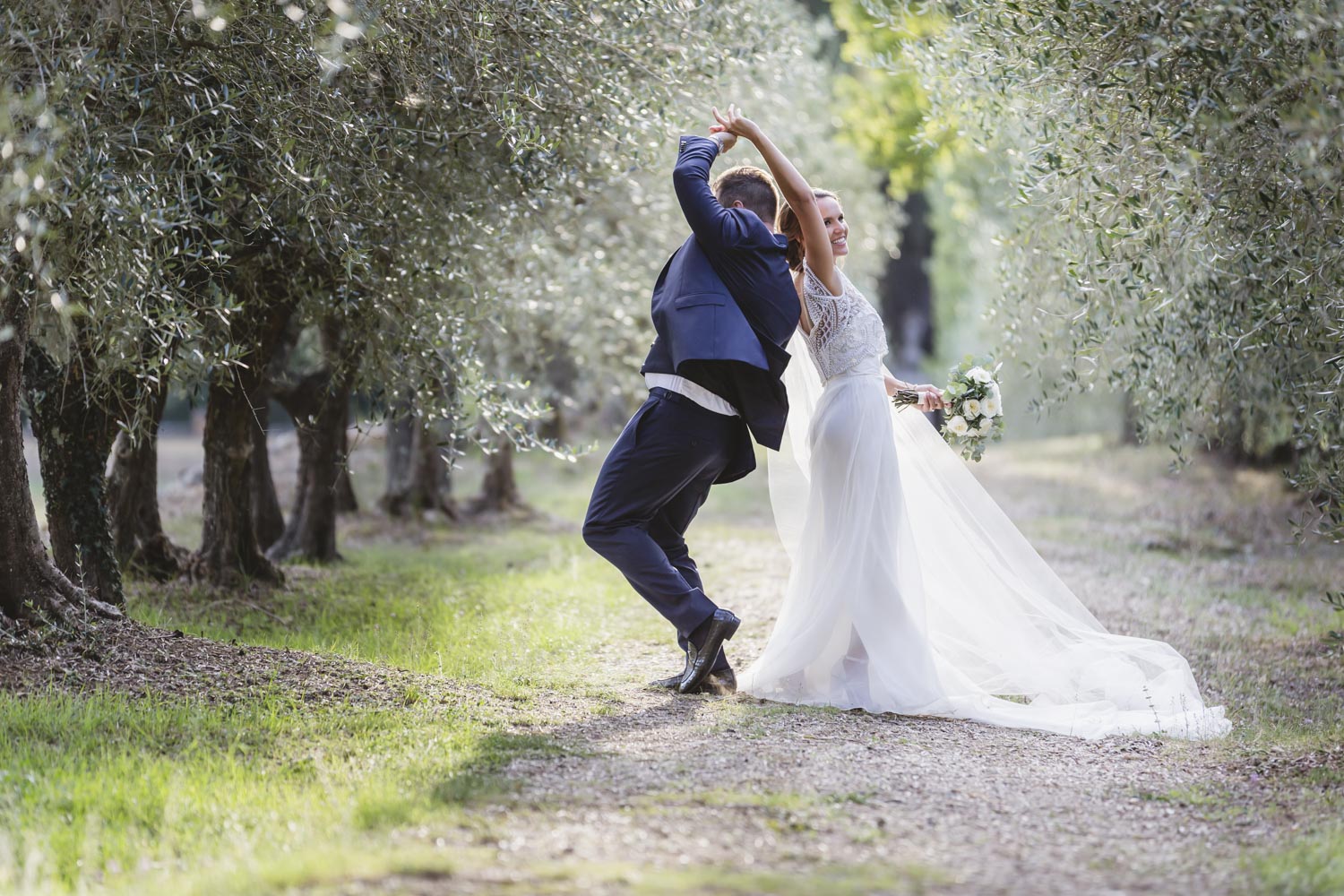Dessi Popova - Couple - Bride - Wedding - Borgo Stomennano - Tuscany - Siena - Olive trees in Olive Alley - Photos of Groom - Wedding Pictures