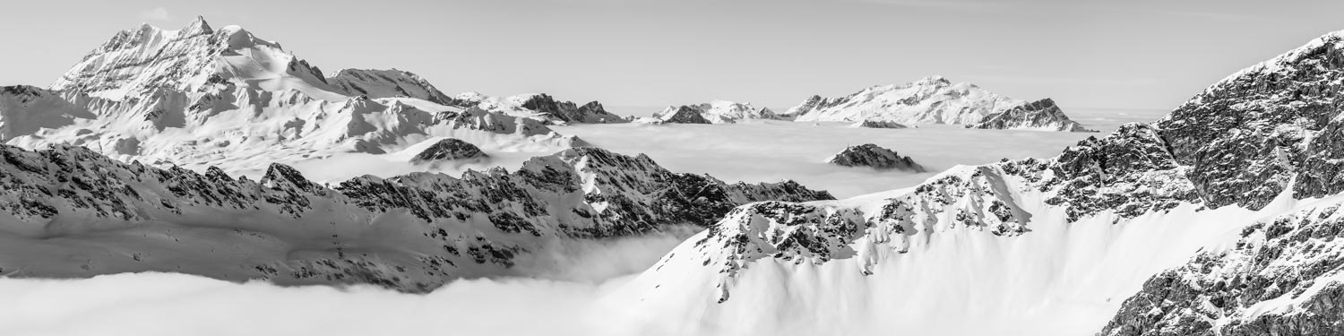 Panorama - Sea of Clouds over the Espace Killy - Val d'IsÃ¨re - Tignes